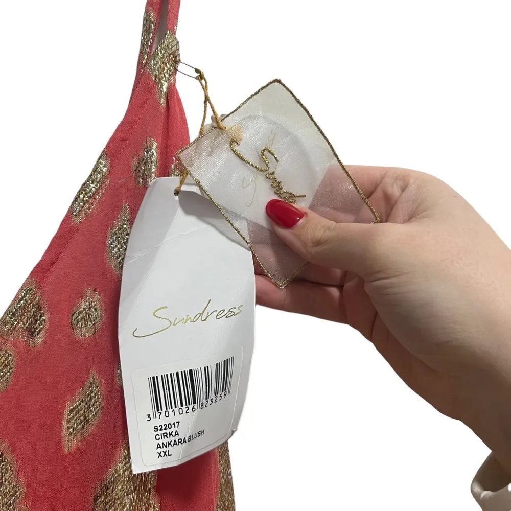 NEW NWT Sundress Cirka Ankara Blush Pink Metallic Gold Maxi Dress Size XXL - Image 14