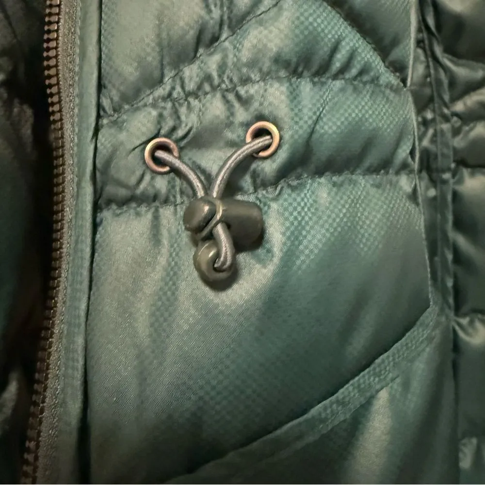 Athleta Goose Down Lightweight Puffer Parka Winter Jacket Coat Green‎ Small - Image 4