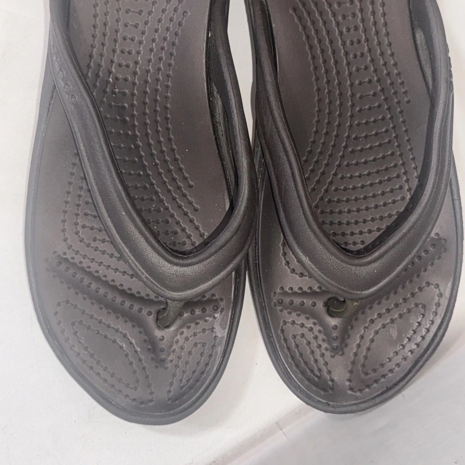 Crocs Brown Tan Classic Platform Retro Gorpcore Waterproof Wedge Flip Flops Sz 6 - Image 8