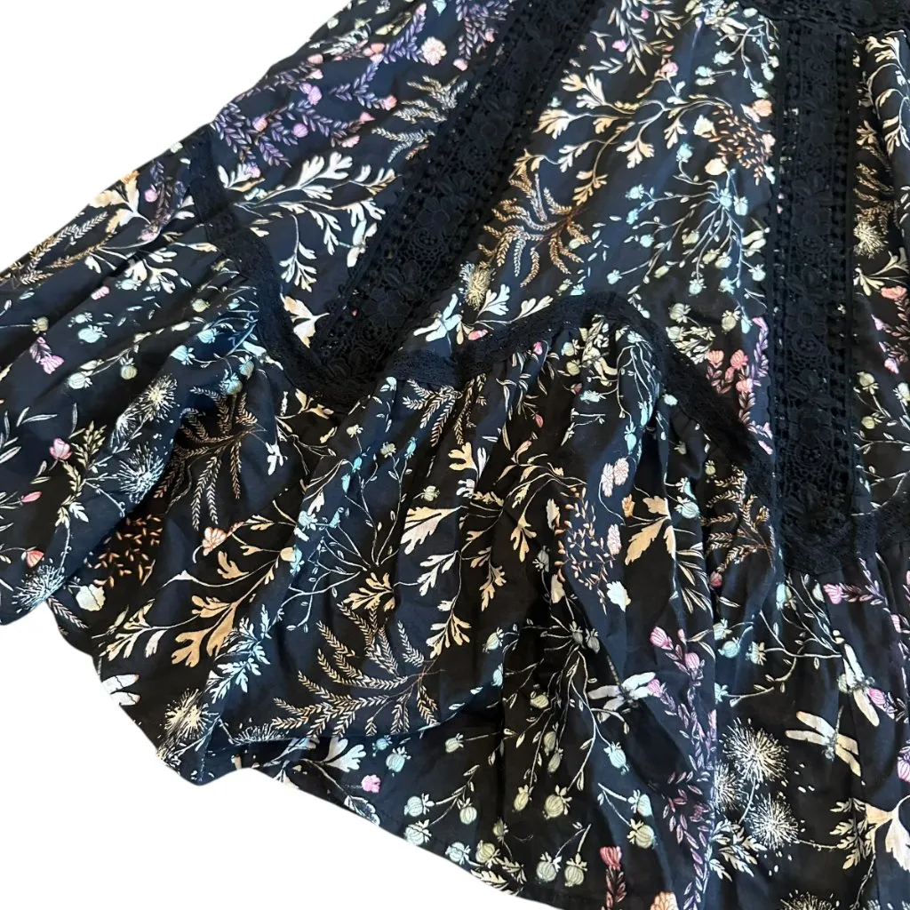Moulinette Soeurs Anthropologie Floral Print Dress Lace Trim Size 2 Women's - Image 11