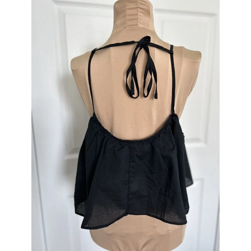 HYFVE Black Shoulder Tie Crop Top Size L - Image 3