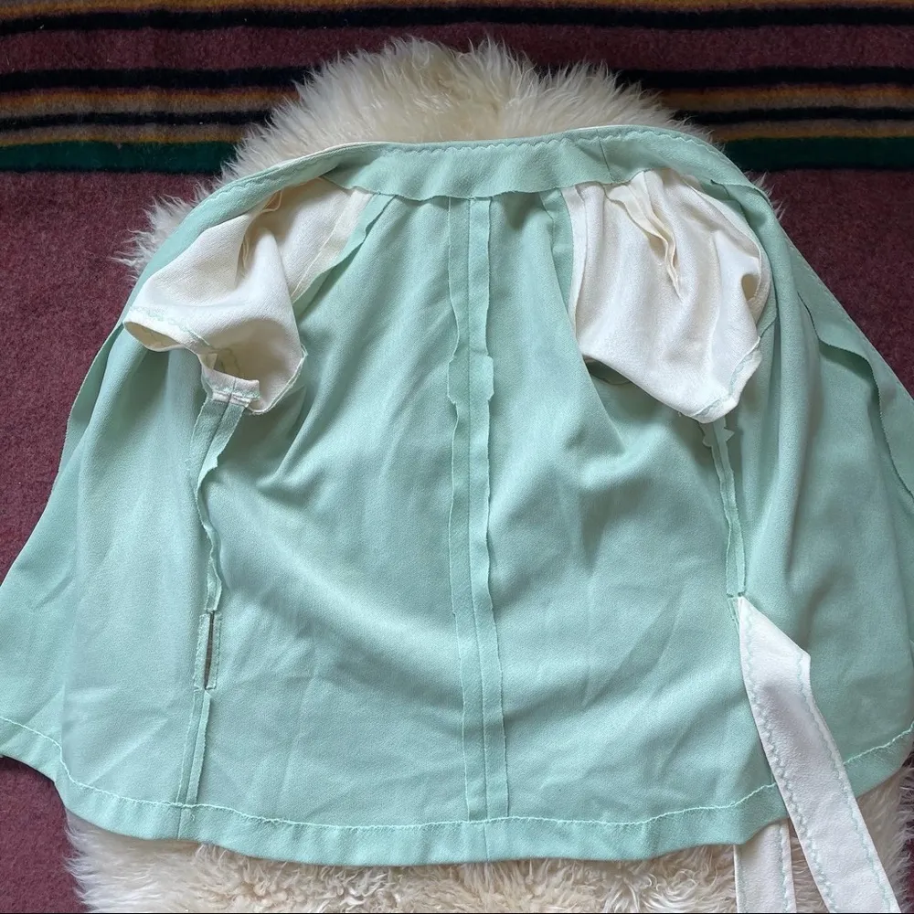 70s vintage mint and cream skirt set coordinating set wrap top and skirt set Size 2 - Image 6