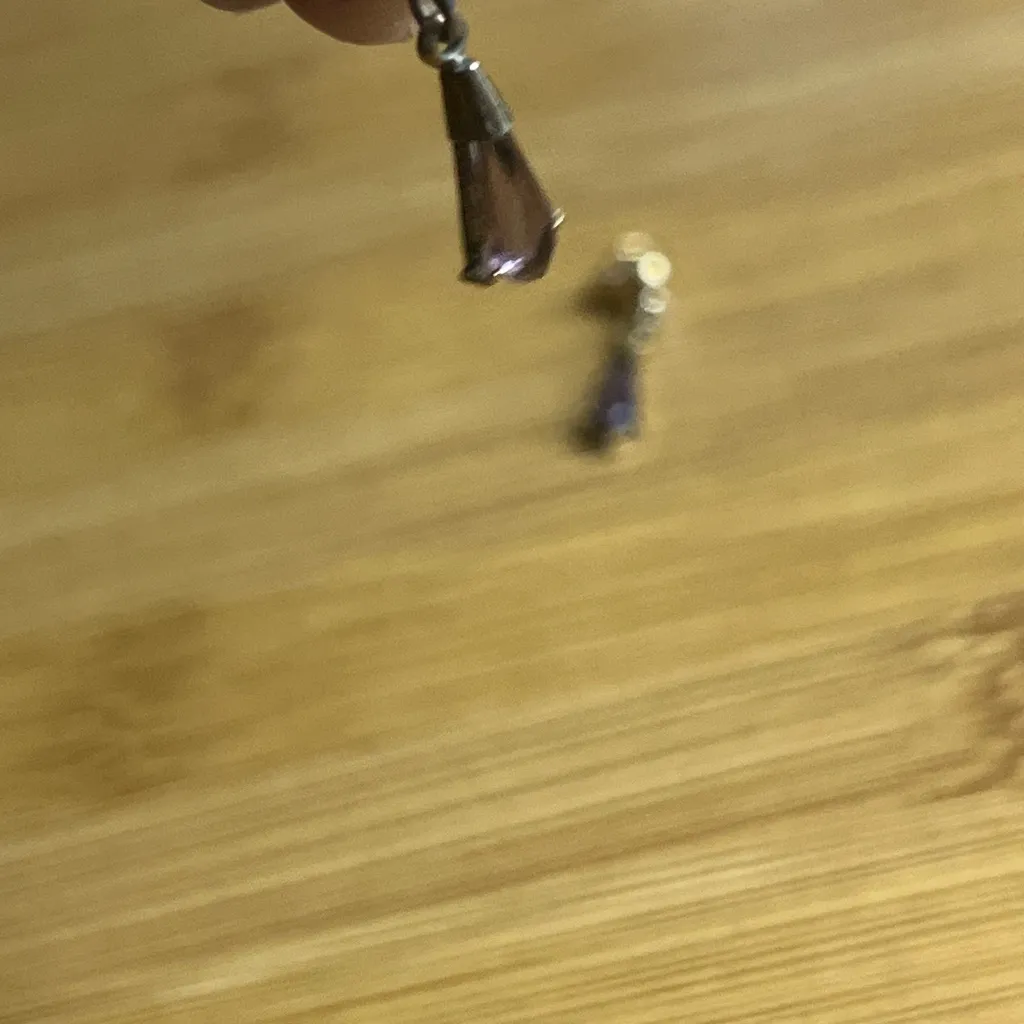 Vintage Gold & Genuine Amethyst Drop Earrings with Matching Pendant - Image 3