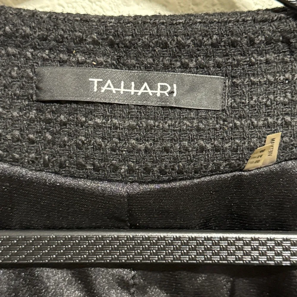 Tahari Black Textured Ruffle Collar Jacket Blazer Women's Size‎ 16 - Image 3