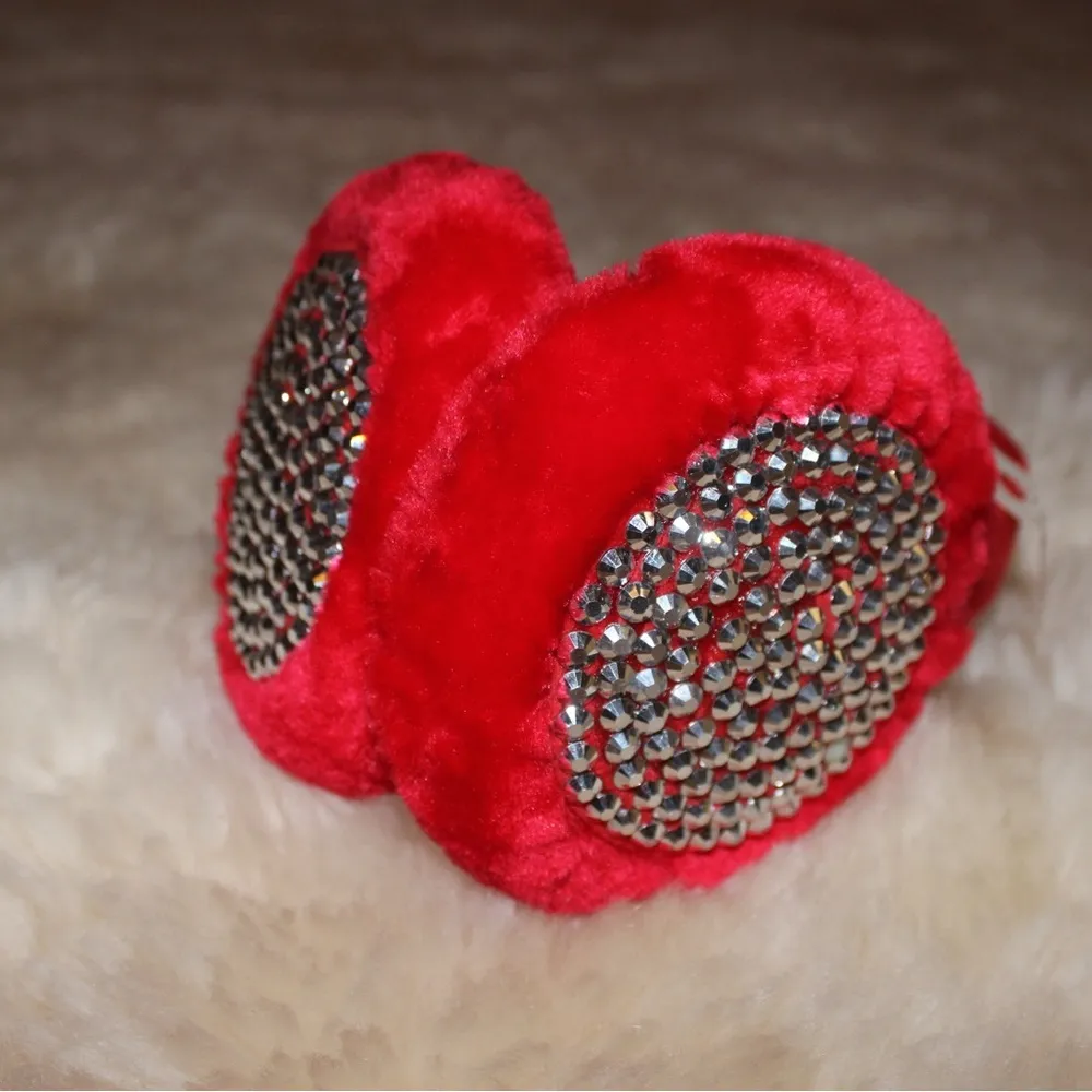 Red Blinged Out Earmuffs - Image 3