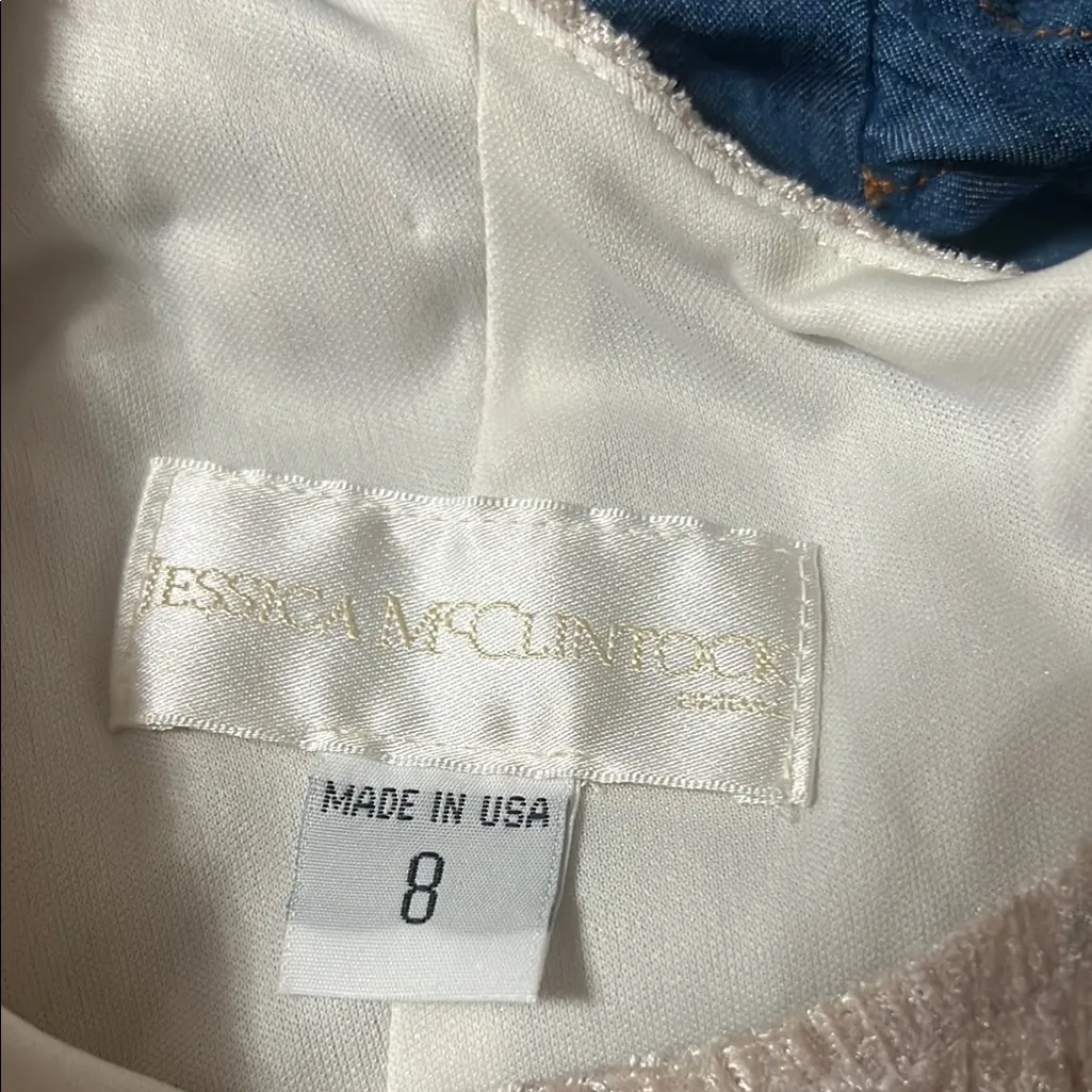 Jessica McClintock  Textured Mini Dress in Cream - Image 4