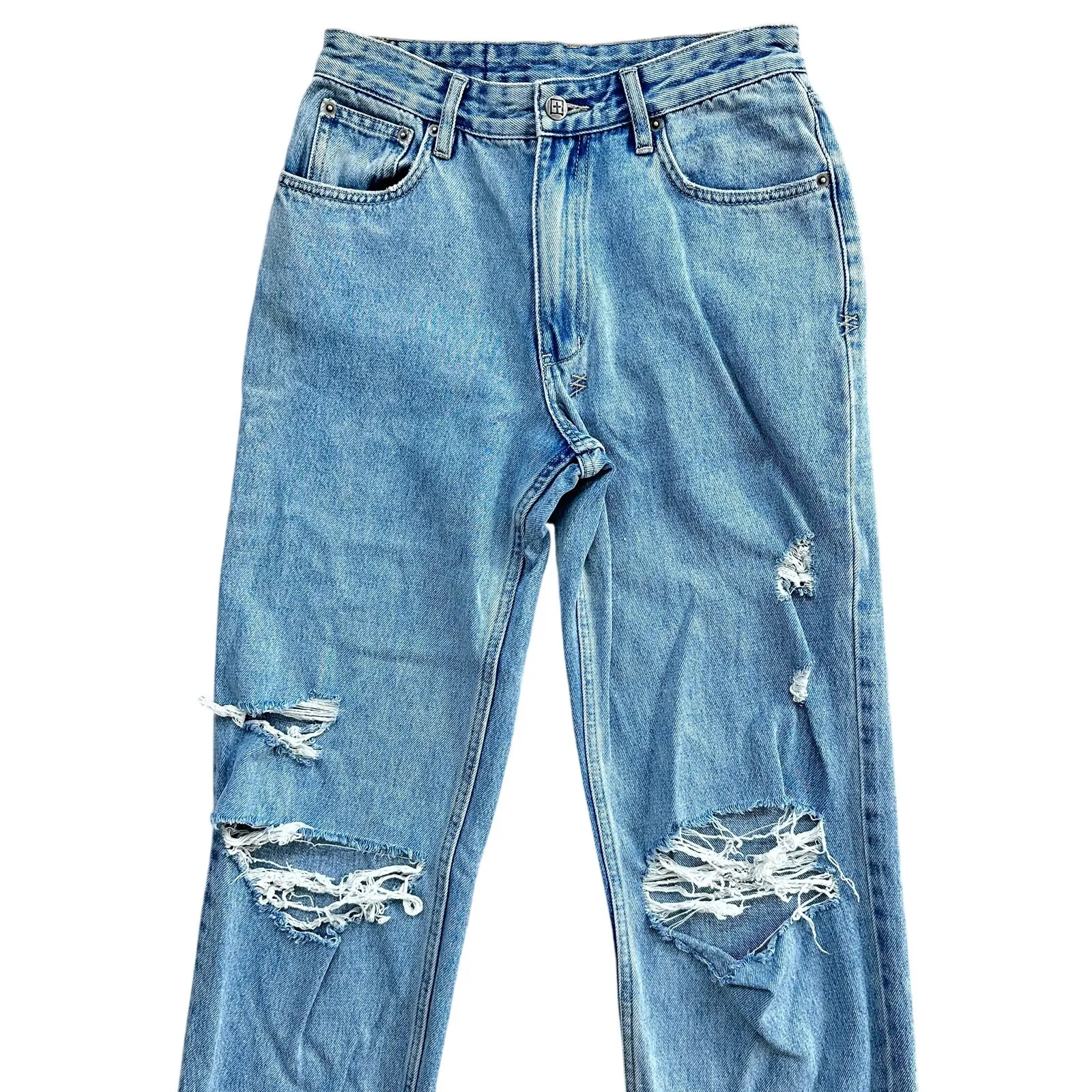 Ksubi 098 Denim Straight Leg Distressed High Rise Jeans Size 27 Cotton - Image 2
