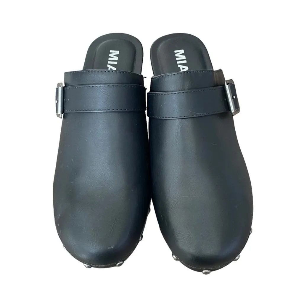 MIA  Apollo Black Low Faux Leather Studded Clogs Retro size 9 - Image 2