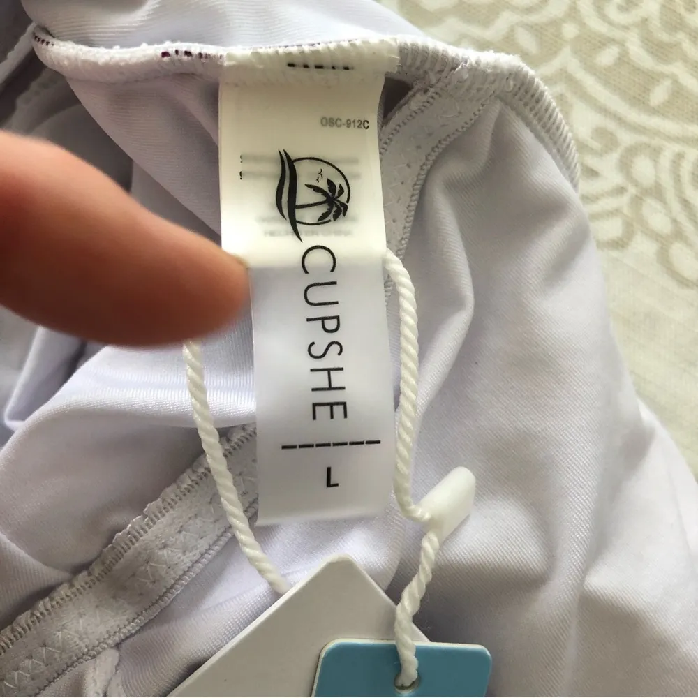 White with Pink Floral 1 piece Swimsuit L - Image 5