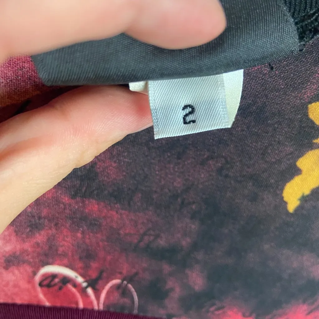 Ahni Size 2X Tunic Top Slinky Stretch Blouse Asymmetrical Asian Artsy USA Red - Image 3