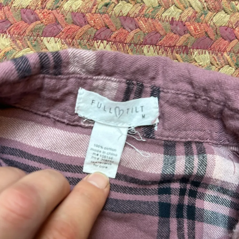 FULL TILT PURPLE FLANNEL PLAID BUTTON UP - Image 2