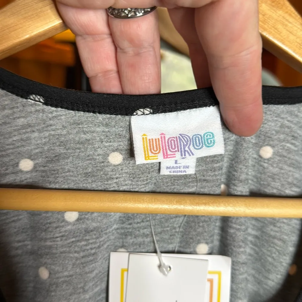 NWT LuLaRoe Tank Top Black White Polka Dot Sleeveless Tank Top Size Large - Image 2