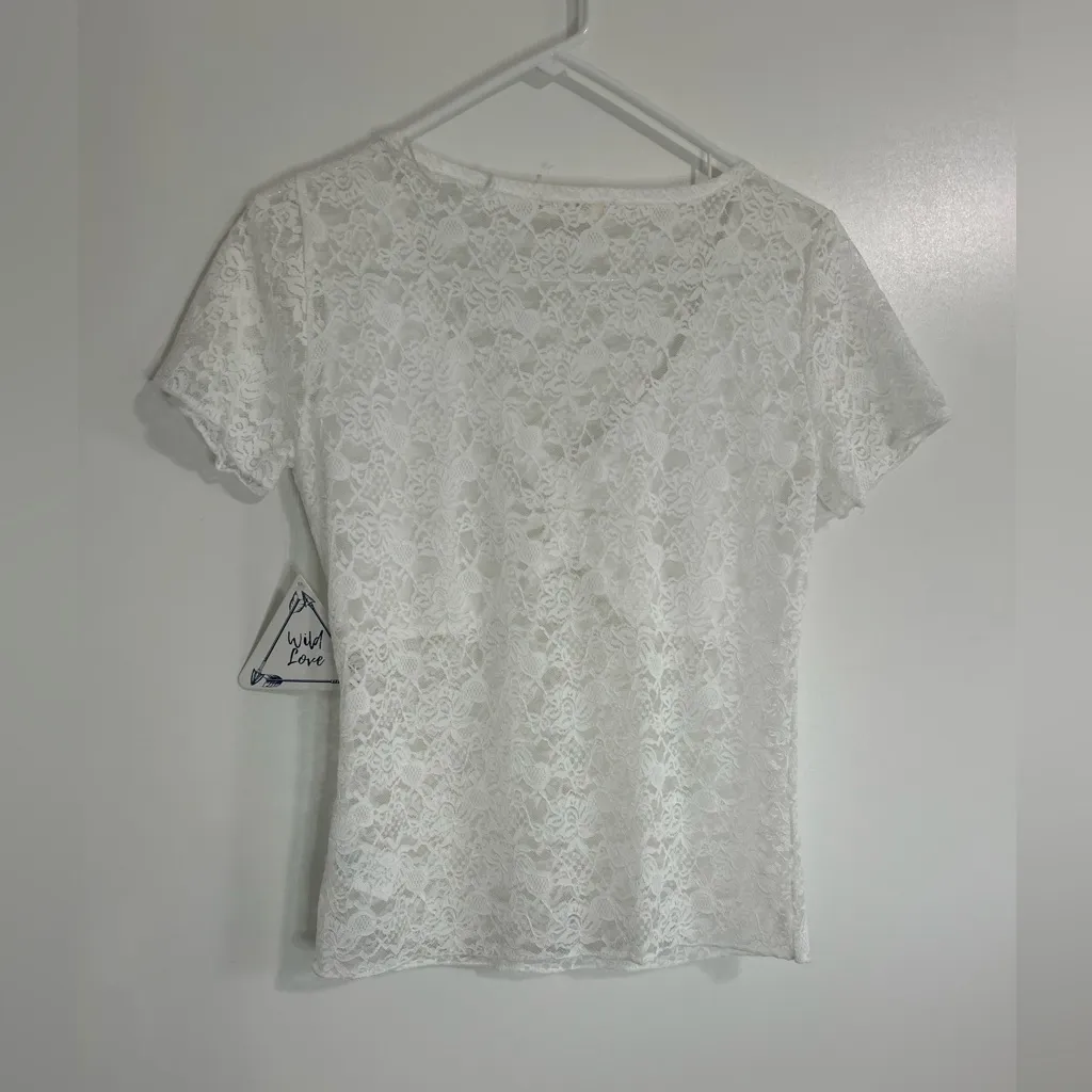 Wild Love white lace blouse. Size L. New with tag. Size L - Image 2