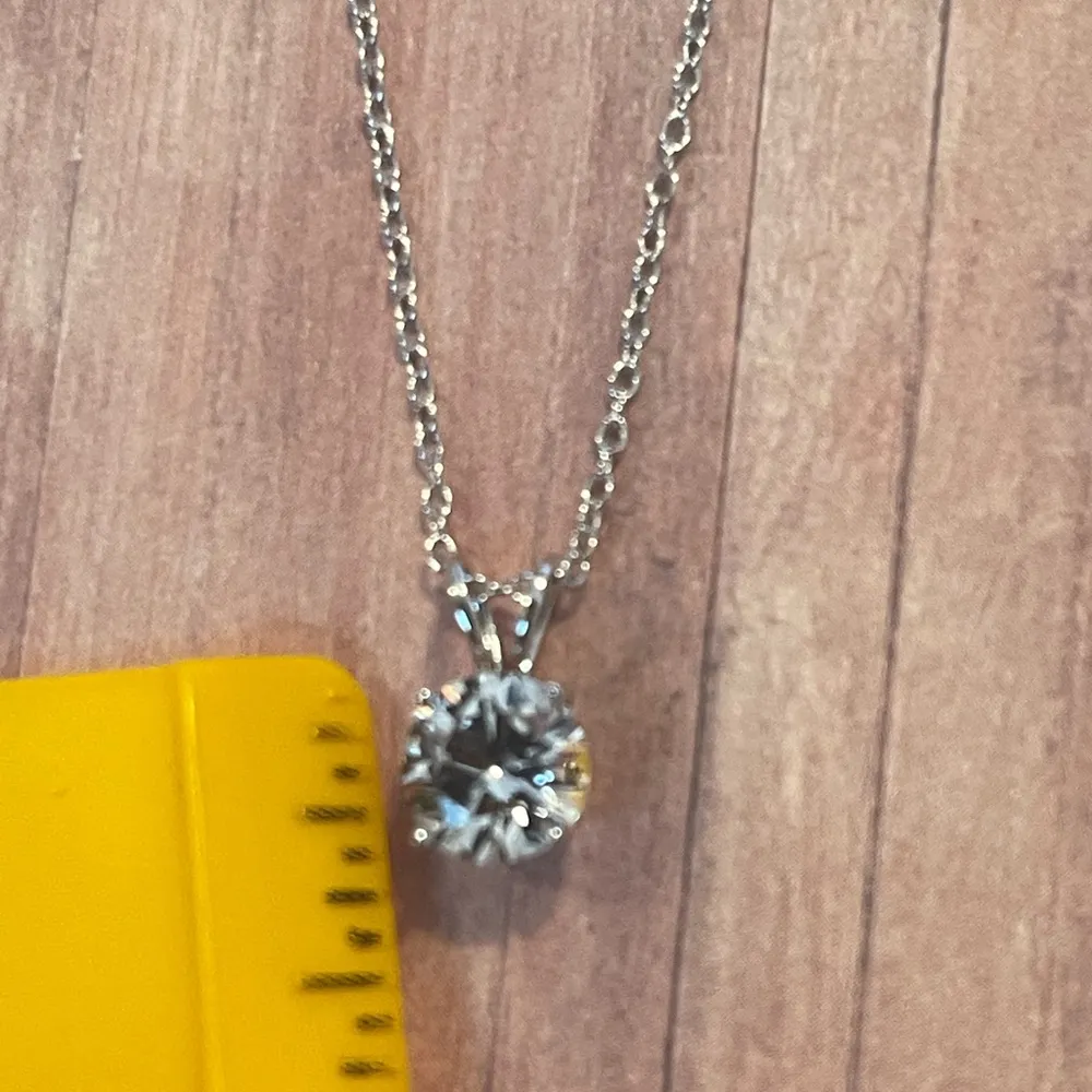 White sapphire solitaire necklace sterling silver - Image 6