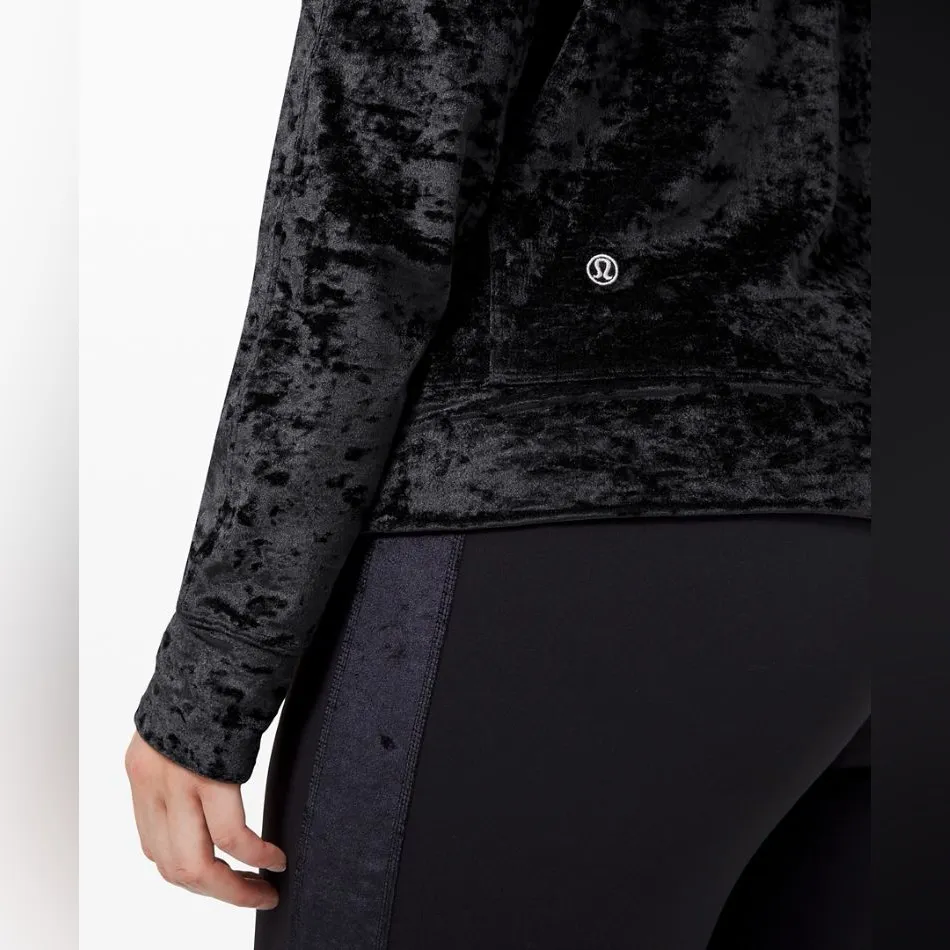 Lululemon Sweatshirt Warm Down Crushed Velvet Crew Neck Long Sleeve Black - Image 4