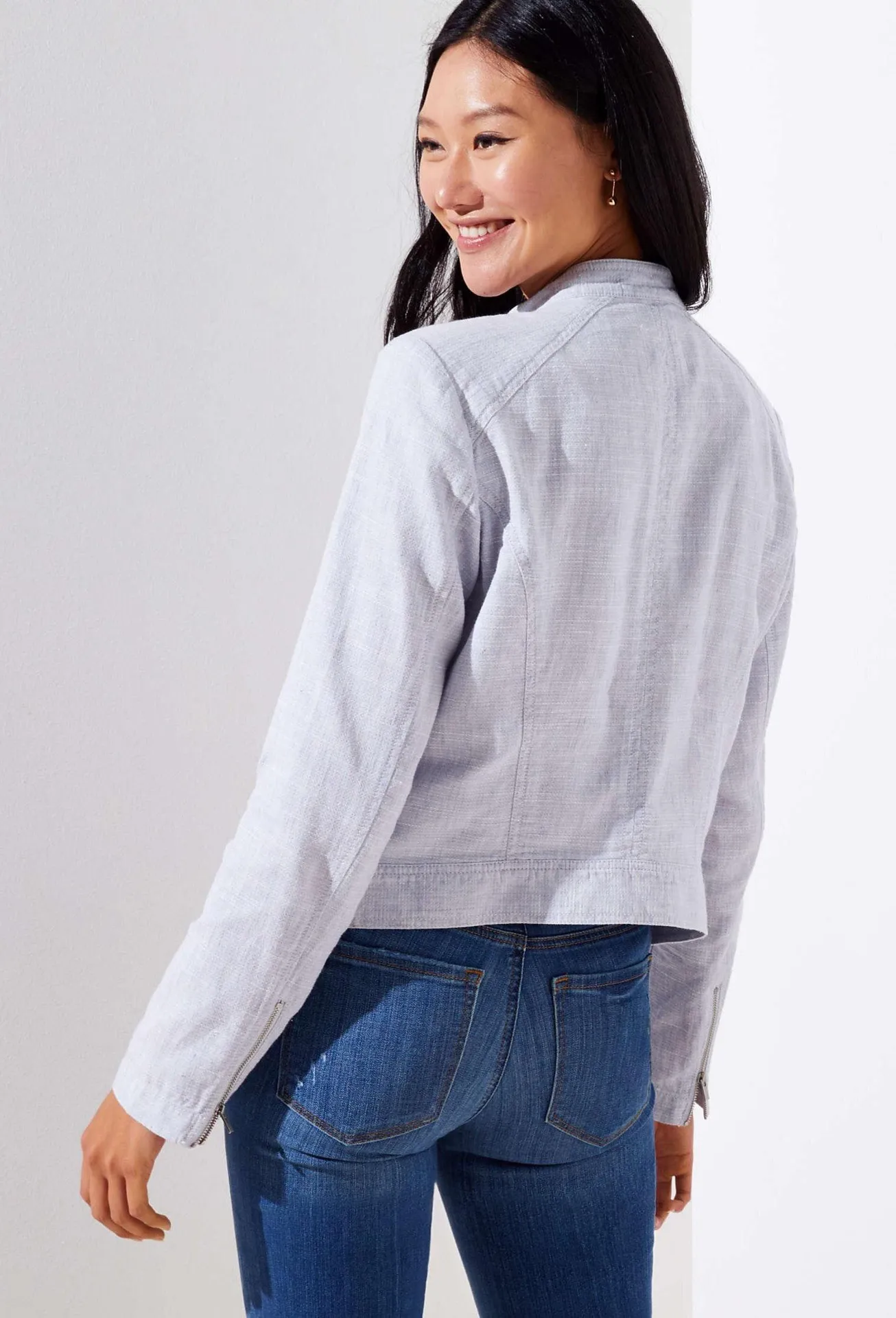 Linen Blend Moto Jacket - Image 2