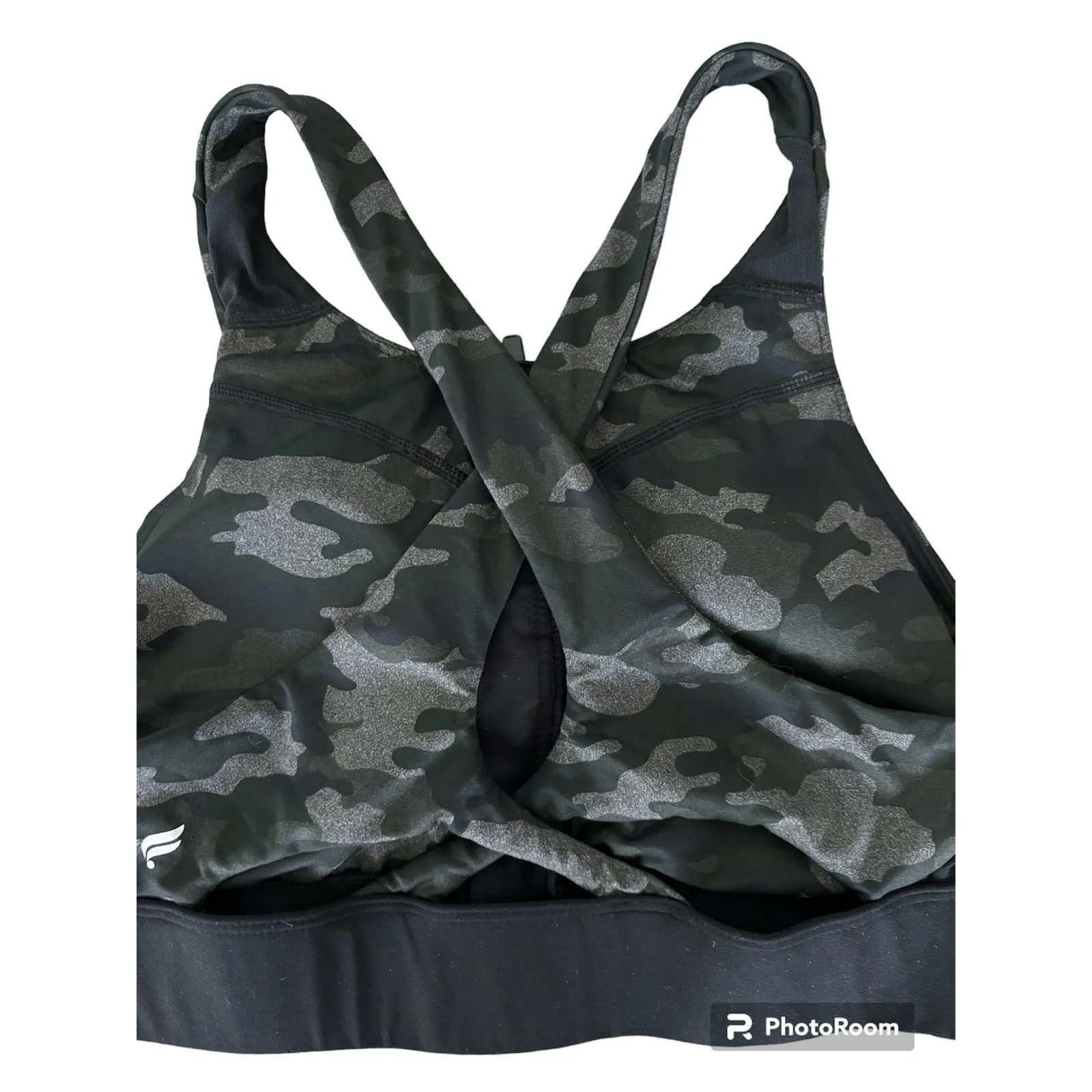 Fabletics High Impact Front Zip Green Gray Black Camo Sports‎ Bra - Image 4