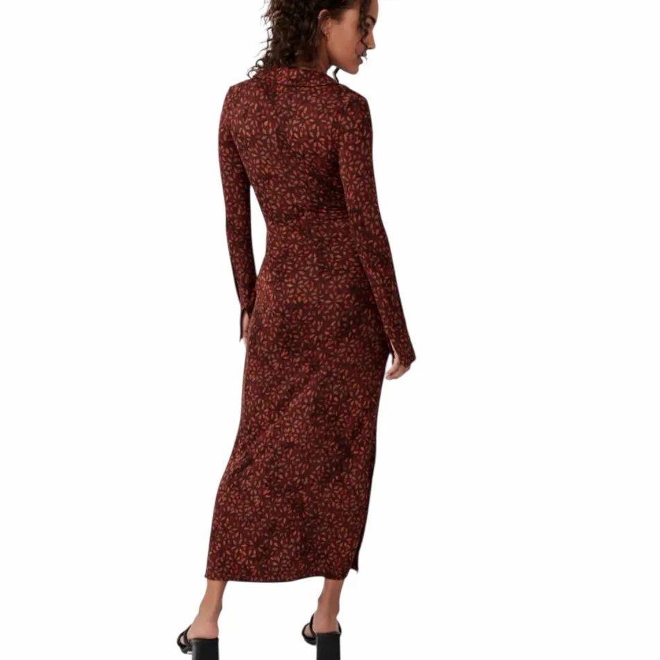 Free People Shayla Faux Wrap Midi Dress in brown orange size small - Image 2