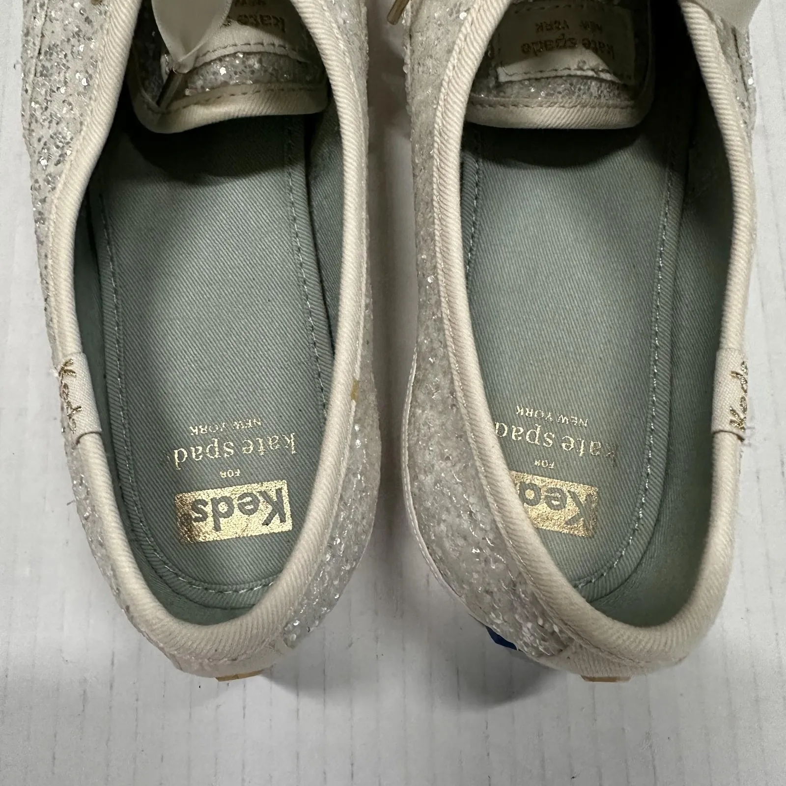 Keds x Kate Spade Glitter Shoes Womens 9 White Silver Bridal Wedding Sneakers - Image 9