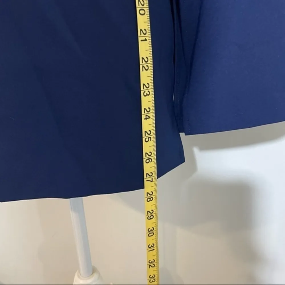 NWT Navy Blue Button Front Up Collared Shirt Dress Tunic Ponte Long Sleeve New - Image 5