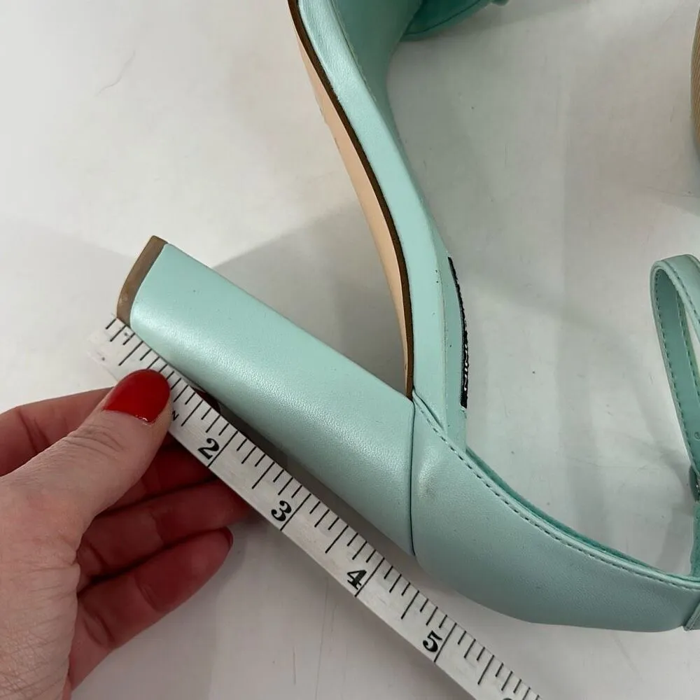 NWOT Nine West Womens Mindful Chain Square‎ Toe Heeled Sandals Mint Green Size 8 - Image 11