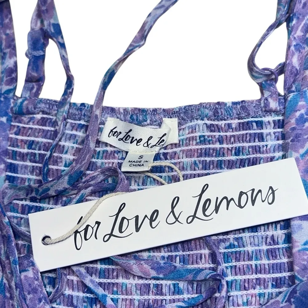 For Love & Lemons Purple Floral Mindy Maxi Dress Womens US S - Image 5