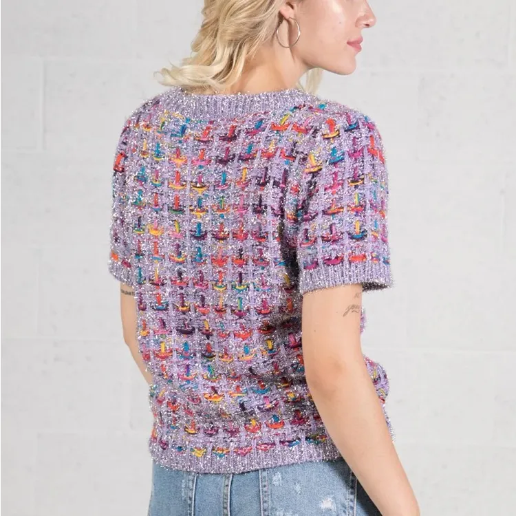 Very J Multicolor Tweed Blouse - Image 2