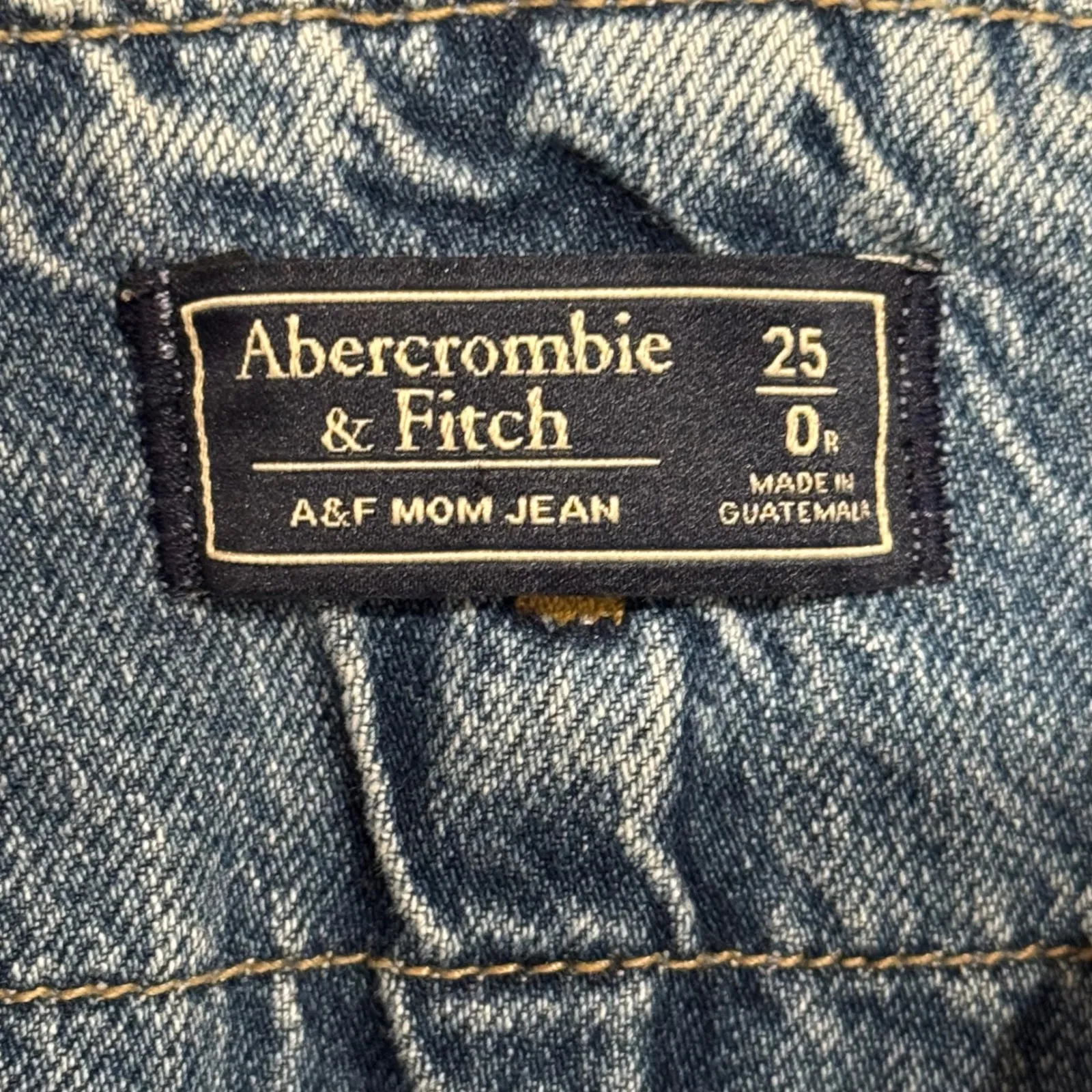 Abercrombie Fitch Mom Jean High Rise Paperbag Belted Frayed Hem Light Wash Sz 25 - Image 5