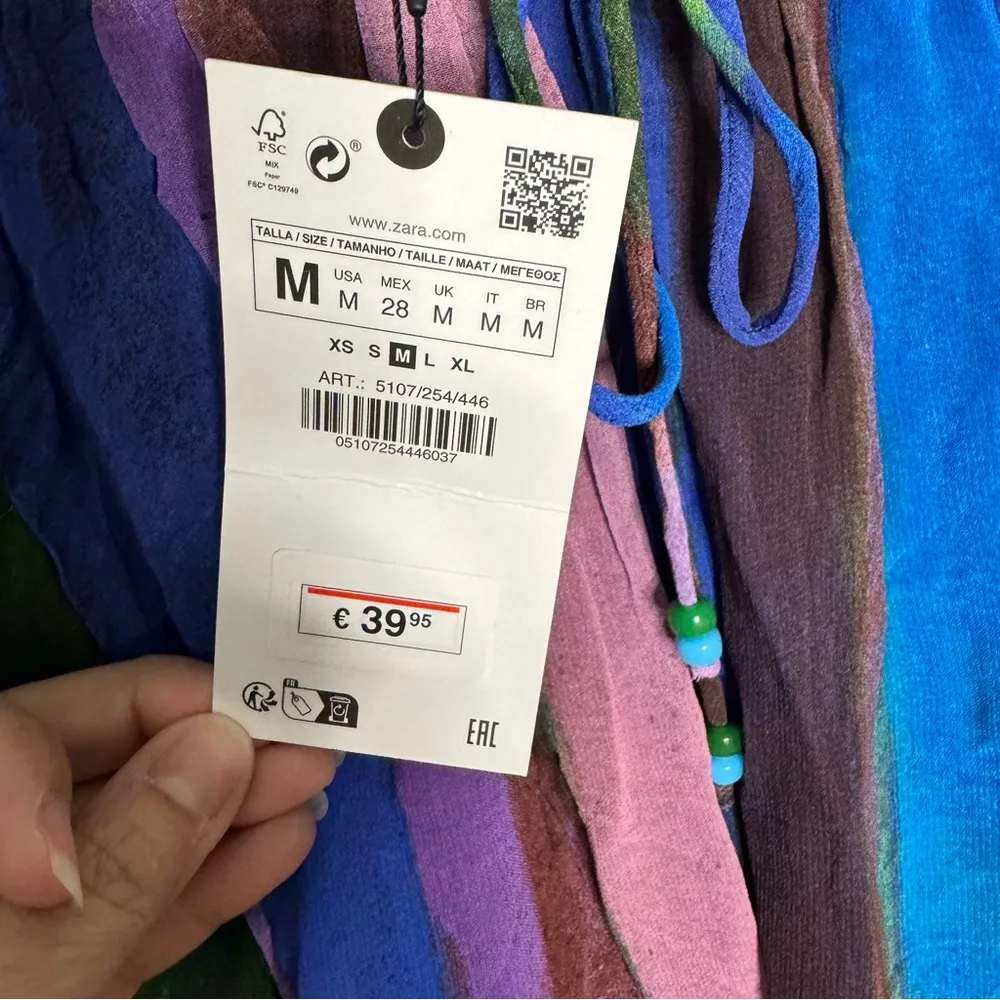 Zara Multicolored Asymmetrical Beaded boho Mini Skirt Size M NWT - Image 3