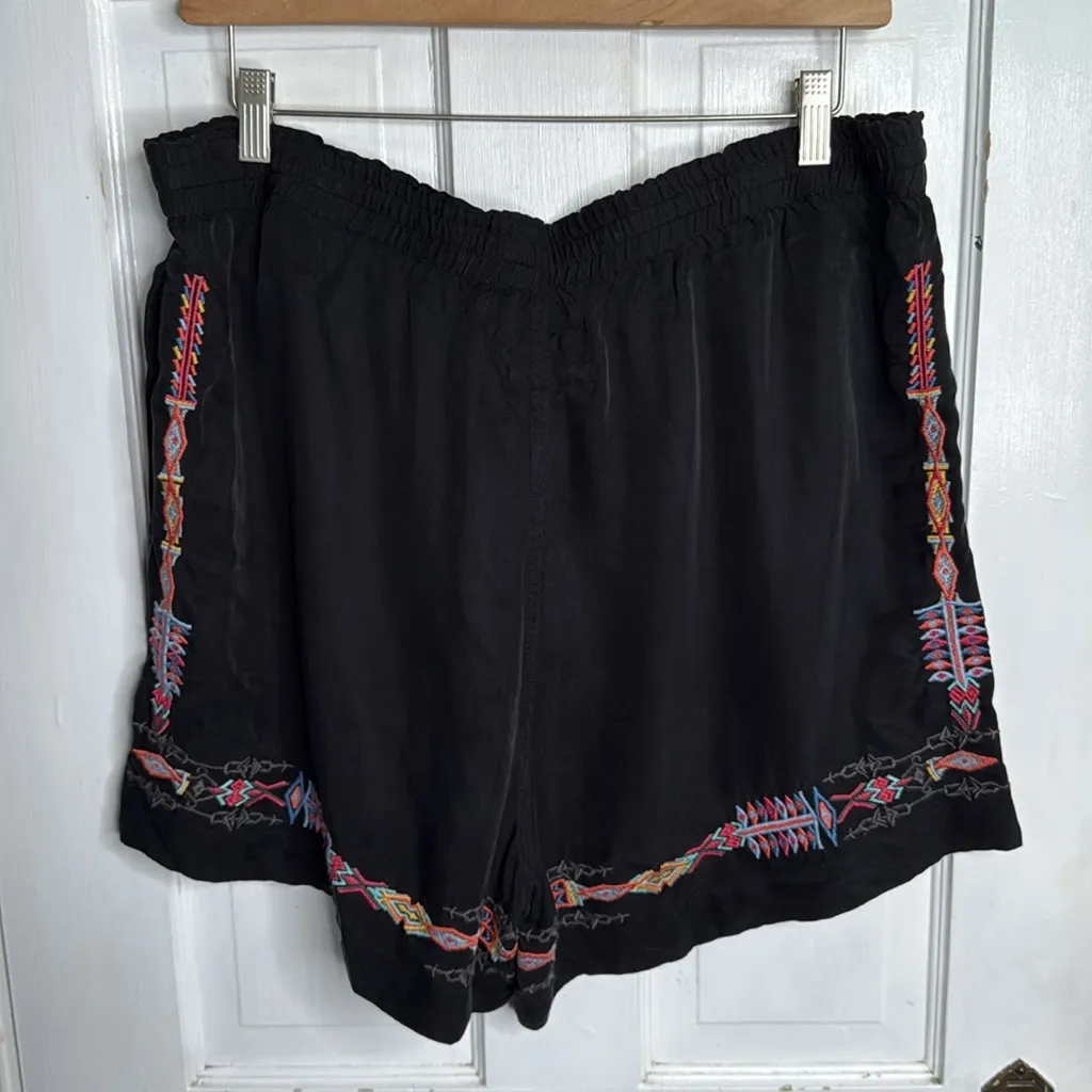 Johnny Was Sascha Embroidered Black Drawstring Pull-on Short NEW W1807 Sz XL - Image 10
