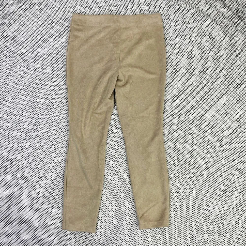 Max Studio Faux Suede Microfiber Pull On Ankle‎ Pants Tan Large - Image 4
