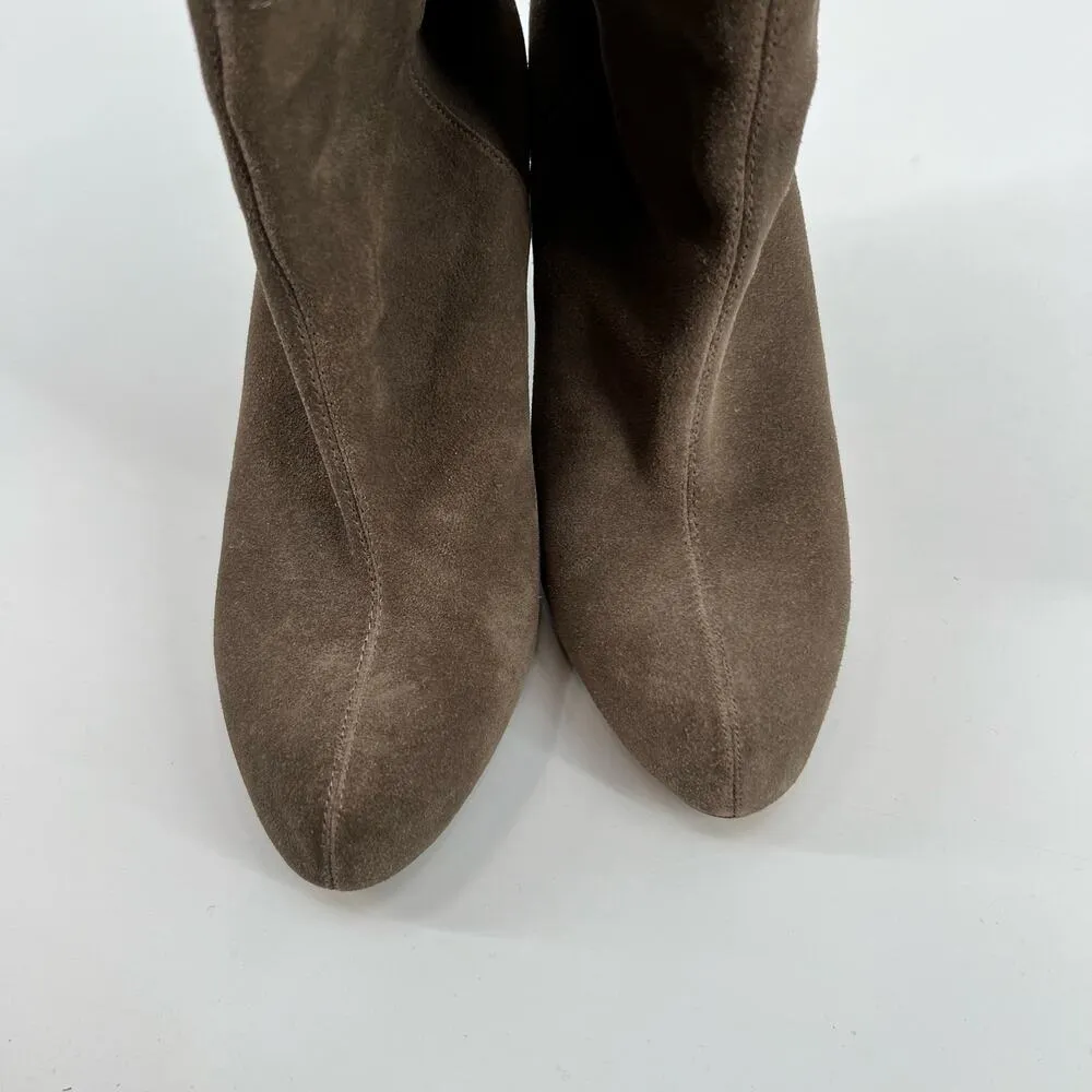 Joie tall leather wooden heel boots taupe brown high heel soft leather size 38 - Image 8