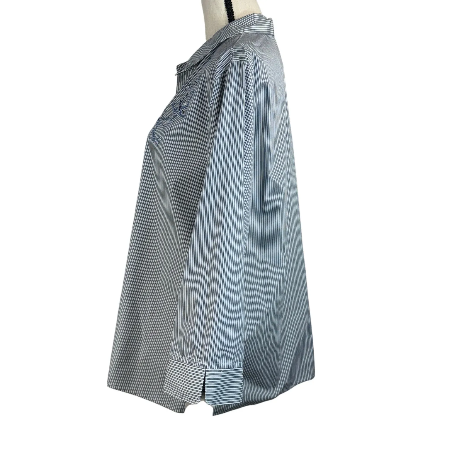 Alfred Dunner SZ 18 Top Striped Rhinestones Butterflies Button-Up 3/4 Sleeve New - Image 6