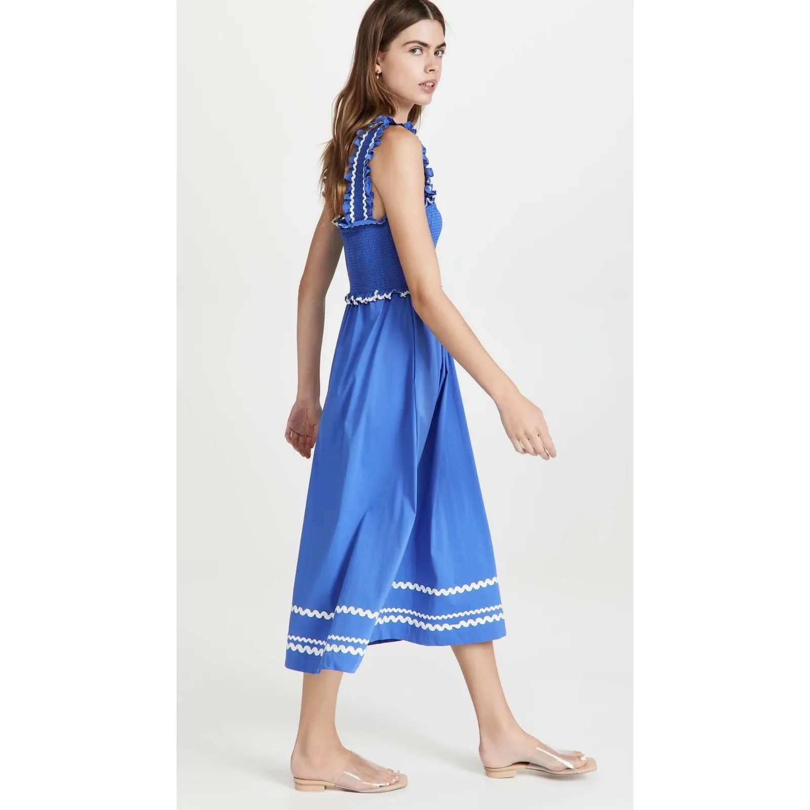 En Saison Smocked Sun Dress size small‎ Blue - Image 2