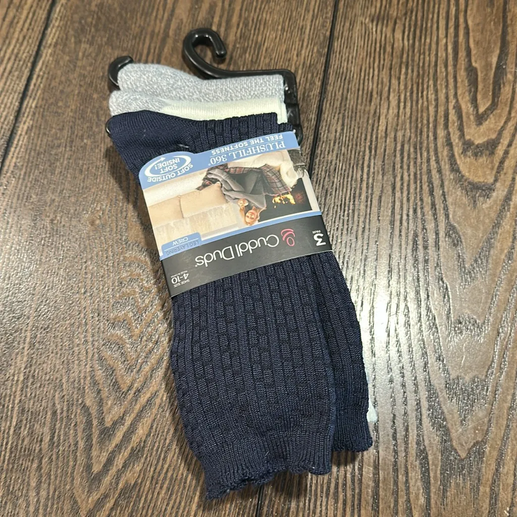 Cuddl Duds Plushfill 3-Pack Midweight Scallop Welt Texture Crew Socks NEW - Image 2