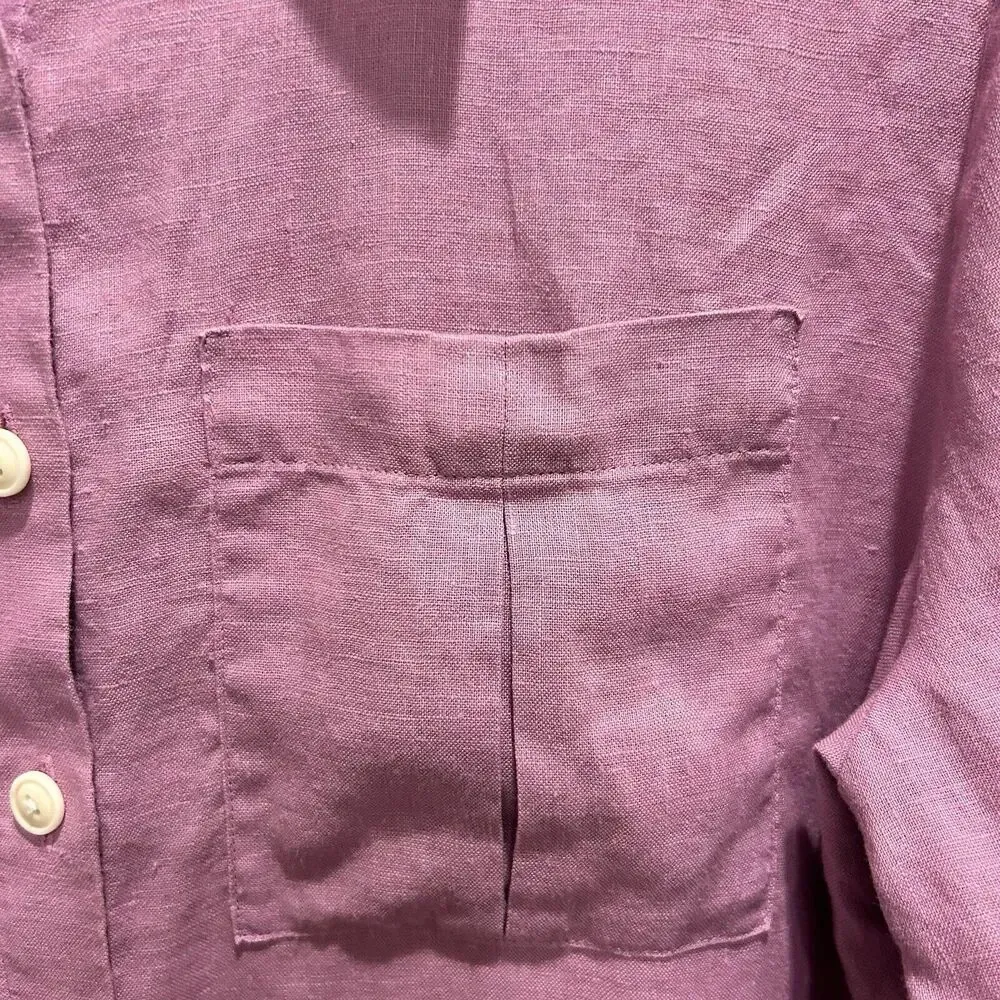 Investments Gold Label Purple No Iron 100% Linen Button Down Shirt Top Women’s 6 - Image 2