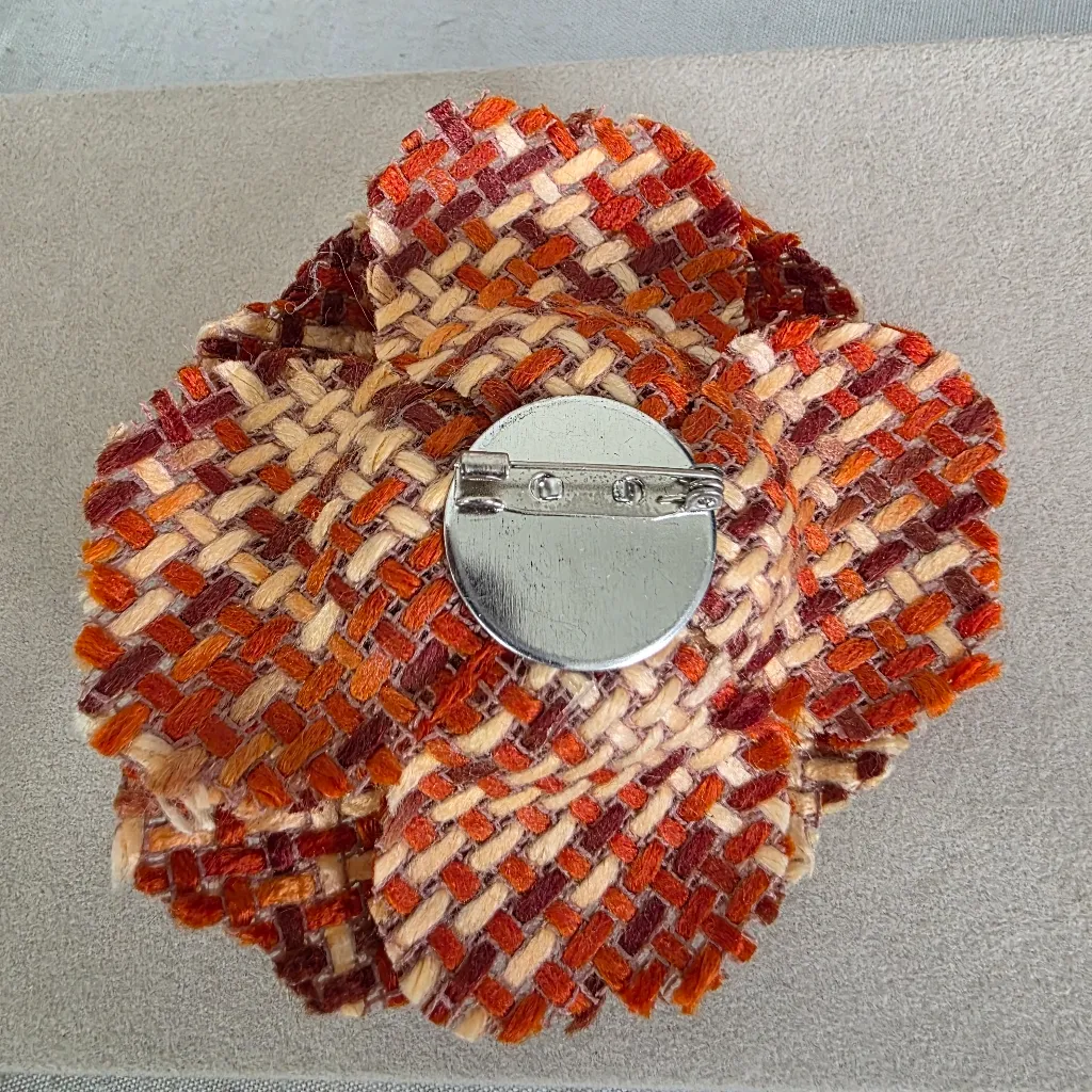 Tweed Fabric Flower Brooch Pin - Image 4