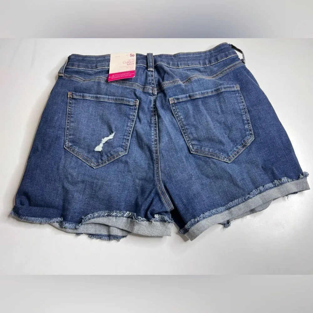 Women’s high short rise curvy through hip & thigh hits midthig stretch 13/31W. Blue Size undefined - Image 2