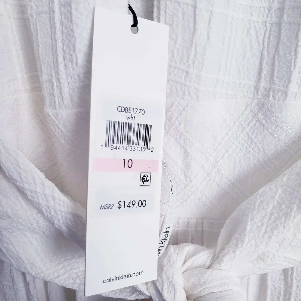 Calvin Klein White Textured Wide Leg Jumpsuit - Image 10