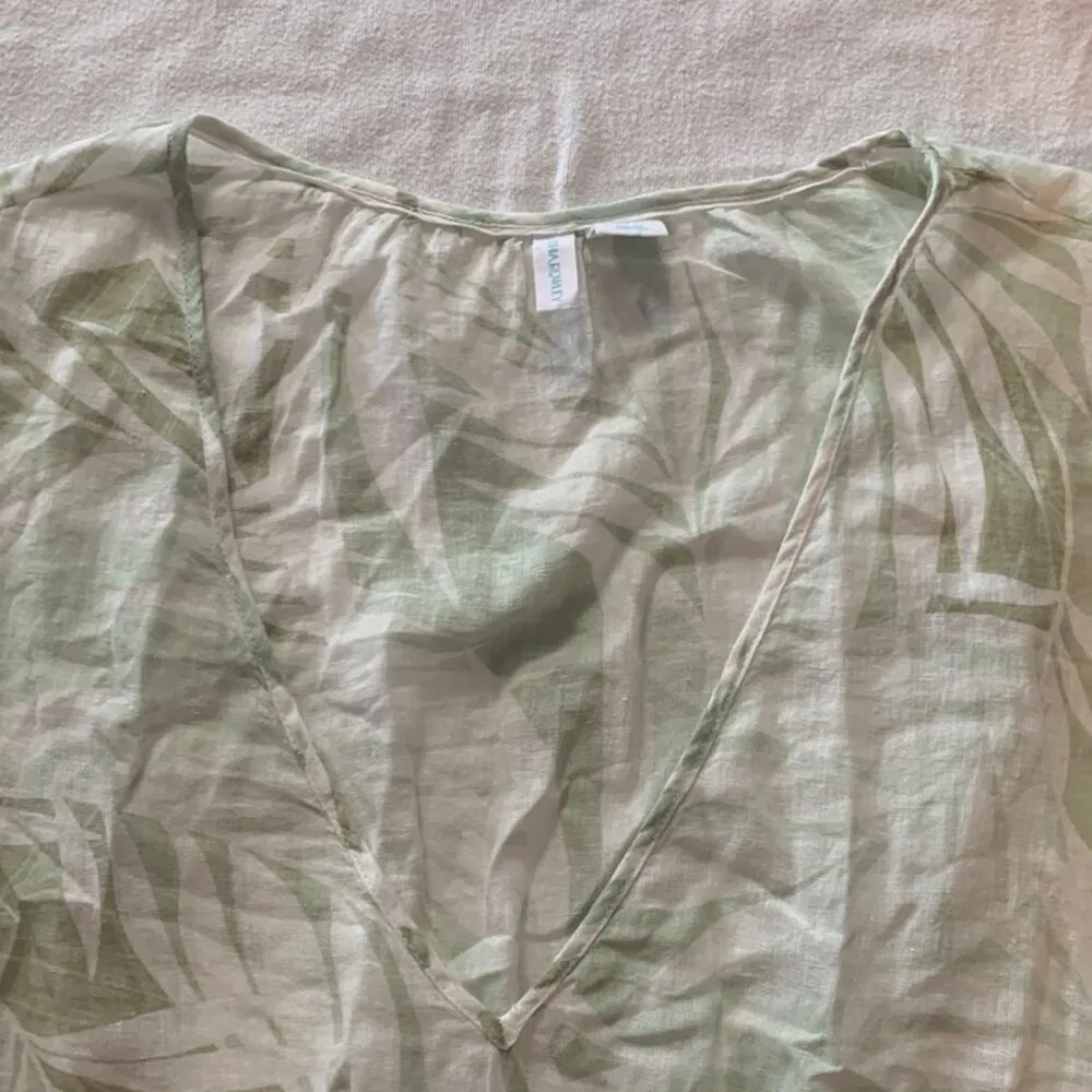 Cynthia Rowley womens large linen blend palm tropical swim cover dress vacation - Image 6