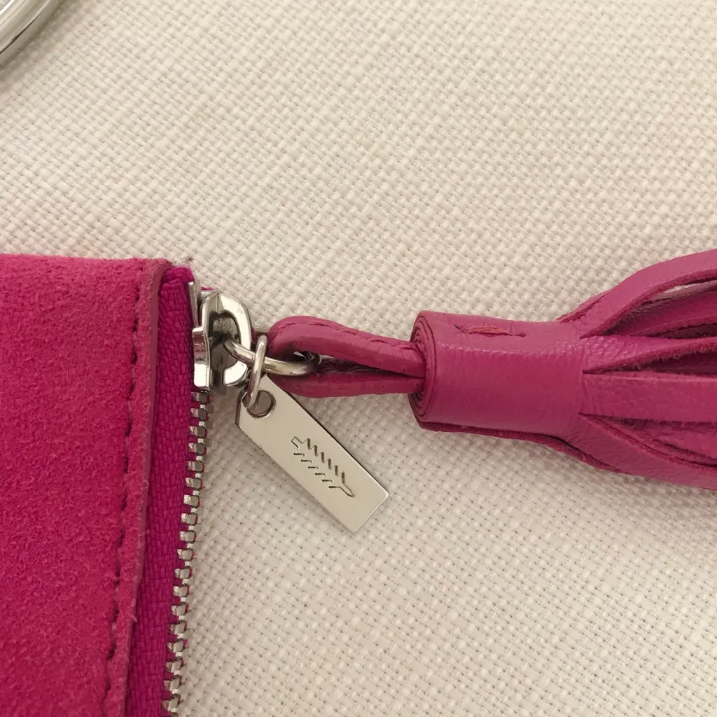 Thacker Nolita Suede Tassel Ring Clutch, Pink Orchid / Silver - Image 12
