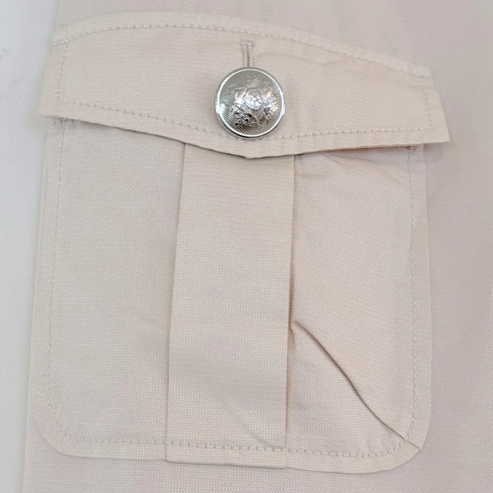 ST. JOHN Light Tan Cargo Skirt Double Pocket Silver Button Size 8 - Image 7
