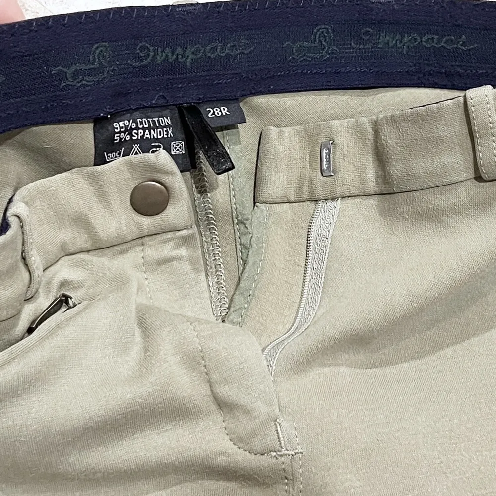 Impact Equestrian Women’s Mid Rise Riding Pants Stretchy Zip Closure Size 28/6 Tan - Image 4