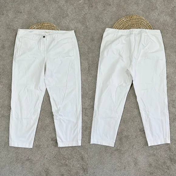 Eileen Fisher Women’s Organic Cotton Capri Pants Mid Rise Casual in White L - Image 2