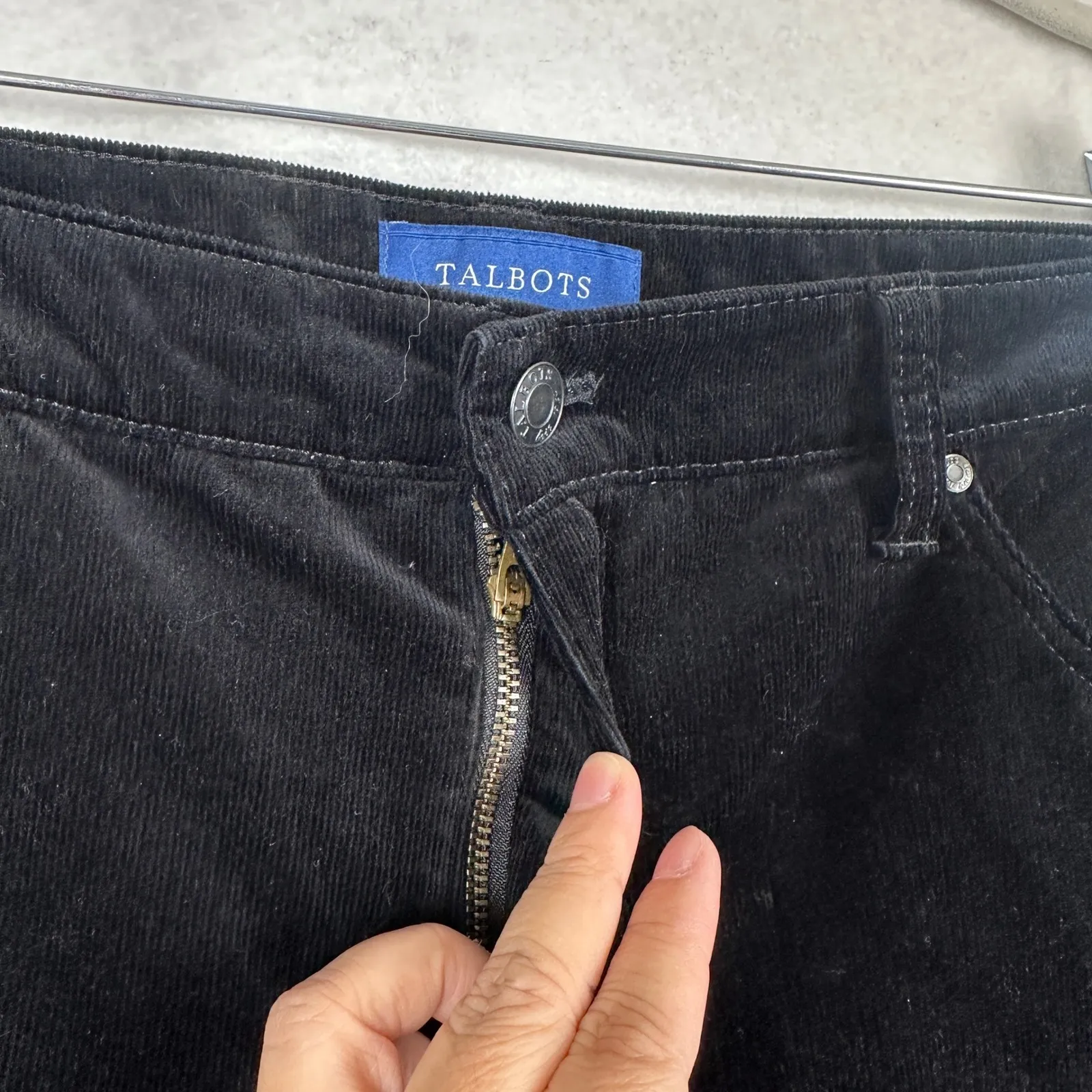 Talbots Women's Black Corduroy Pants High Waist Straight Leg‎ Size 14 Classic - Image 4