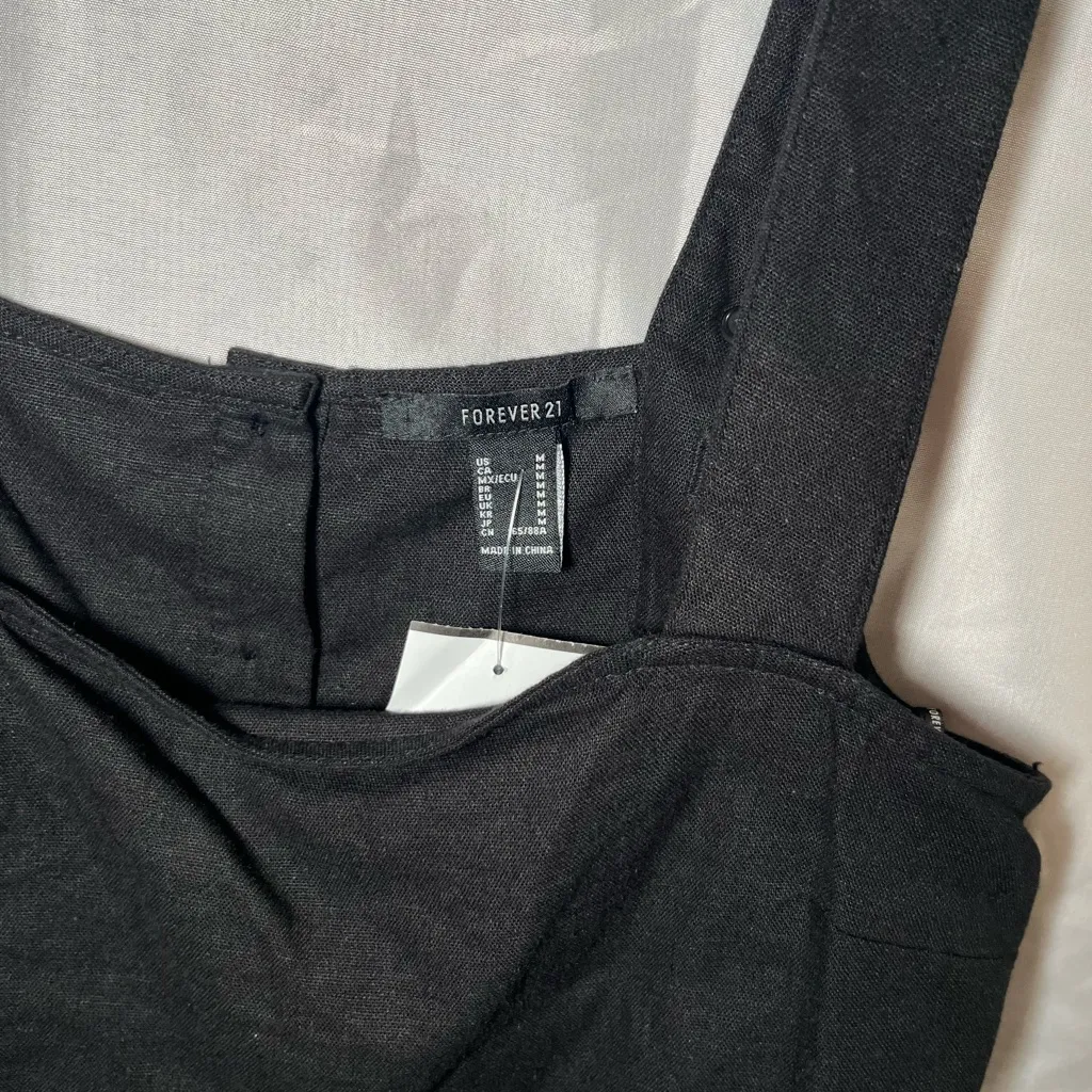 Forever 21 Black Fitted Sleeveless Crop Top M New - Image 3