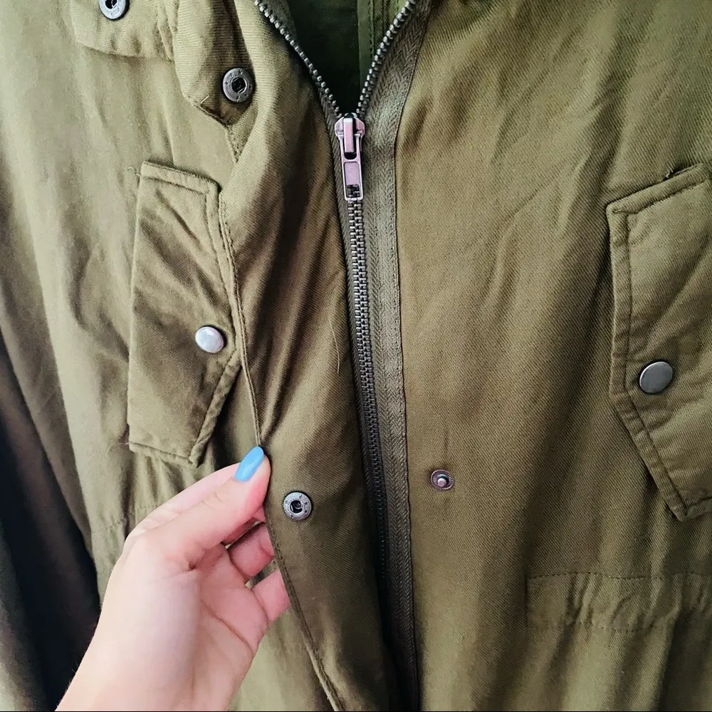 Love Tree Long Zip Up Jacket Green Sz Small - Image 5