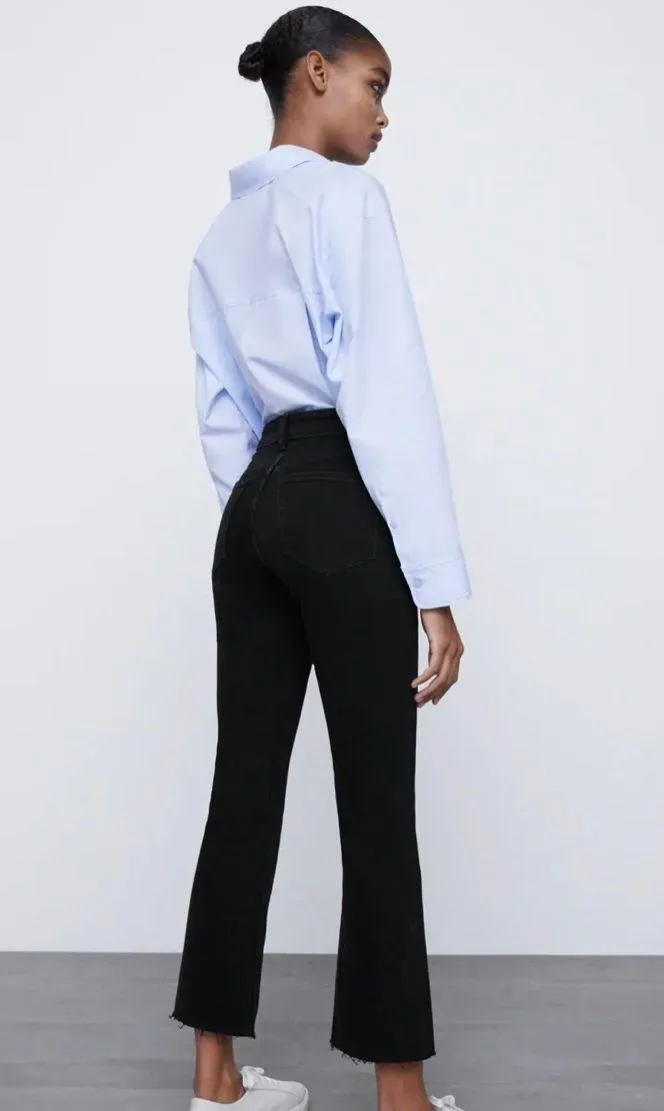 ZARA Mid-Rise Flared Cropped Jeans - Image 2