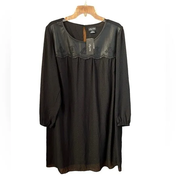 NWT City Chic Dark Side Dress Faux Leather Plus Size 14 No Belt Dark Whimsigoth - Image 2