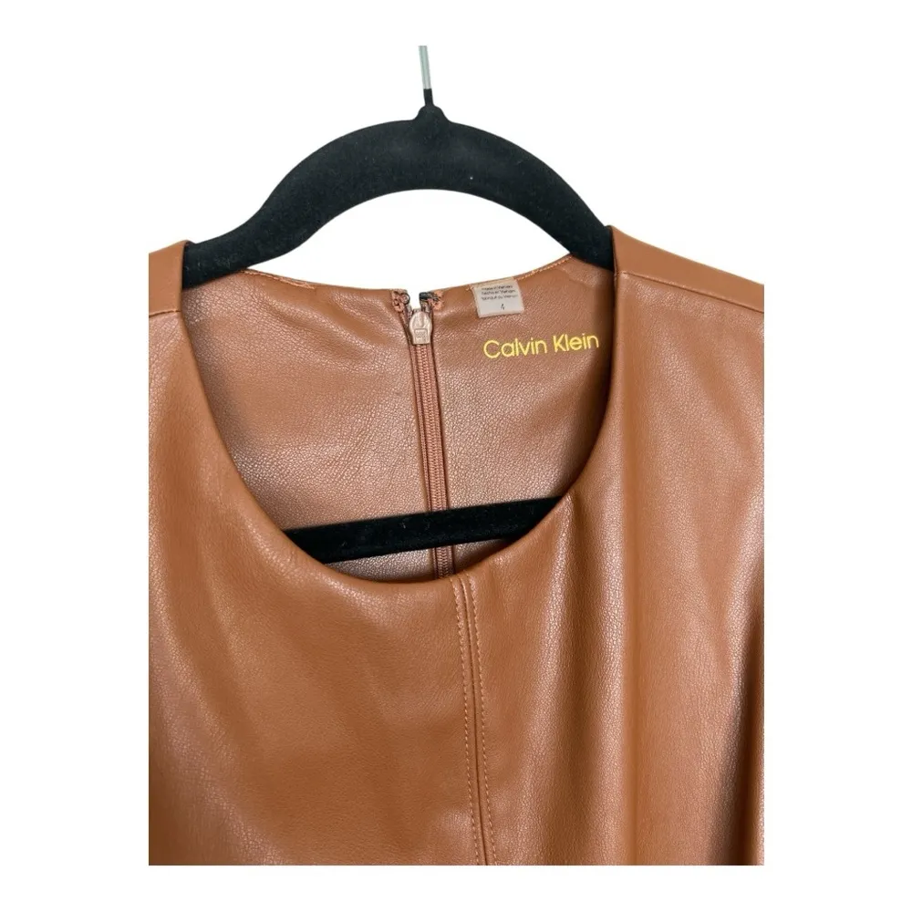 NWT  Brown Sleeveless Leather Dress Size 4 - Image 3